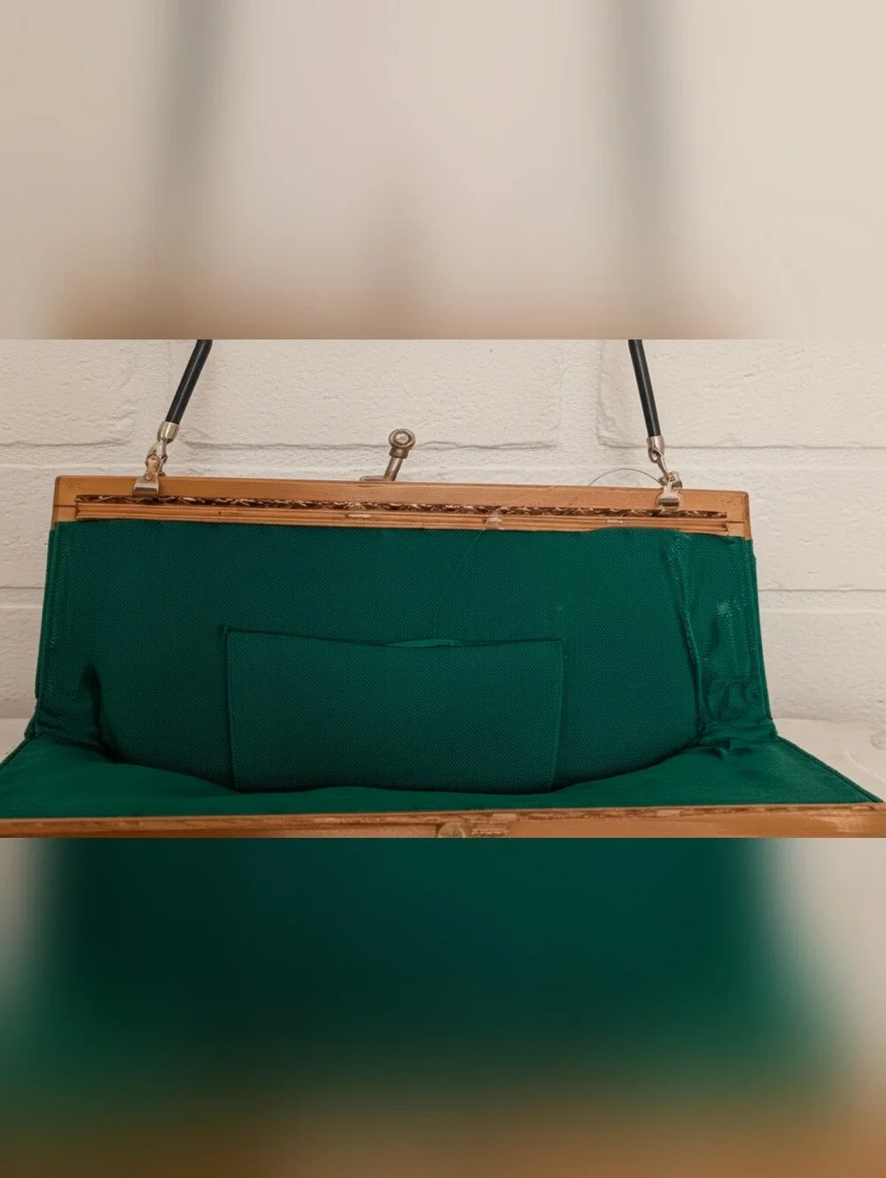 Elegant Green & Gold Beaded Evening Clutch